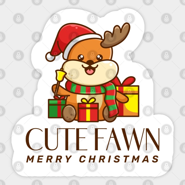 marry christmas cute Fawn holding gifts design Sticker by MadeBYAhsan